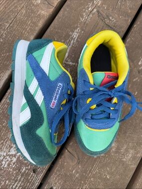 Reebok Kids Blue, Green & Yellow Retro Runner Sneakers